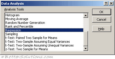 vba excel linear regression