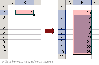 excel increment cell number