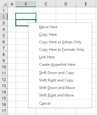 excel shift cells down when adding new values