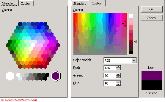 Excel Formatting - Colour Palette