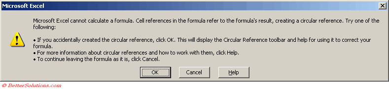 Excel Formulas Circular References