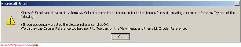 Excel Formulas Circular References