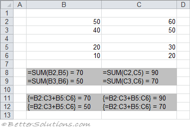 Excel Formula Sum Cells Using Array Formula