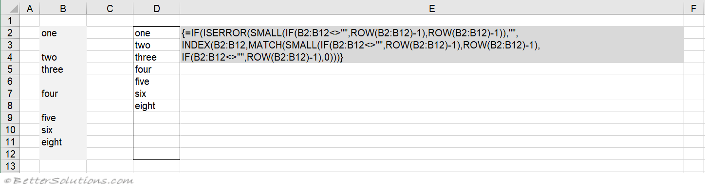 Excel Formulas Removing Blanks