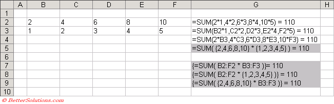 Excel Formulas Array Formulas