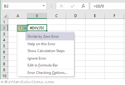 Excel Formulas - Result In An Error