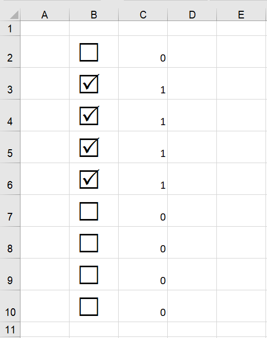 excel how to make check boxes linked to cell