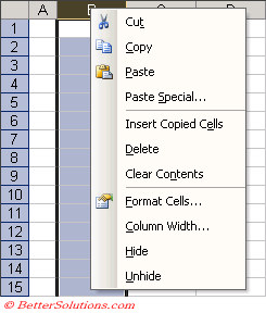 Excel Rows Columns Column Widths