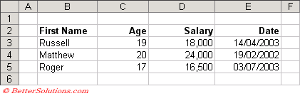 Excel Tables Databases