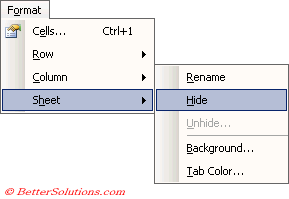 excel worksheets hiding