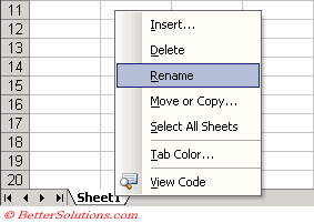 Excel Worksheets Naming