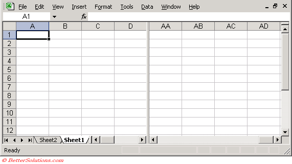 Excel Worksheets - Split Screens