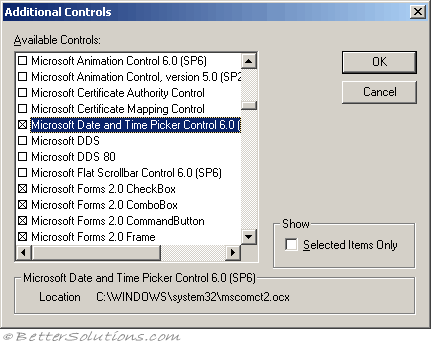 Microsoft excel date picker control