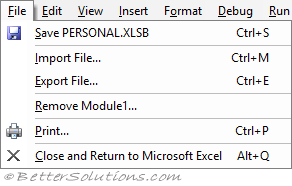 VBA Visual Basic Editor - File