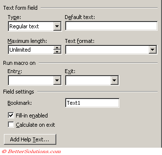 add text form field word 2016