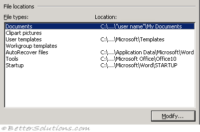 change default file location in word 2010