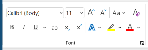 group fonts in word 2016